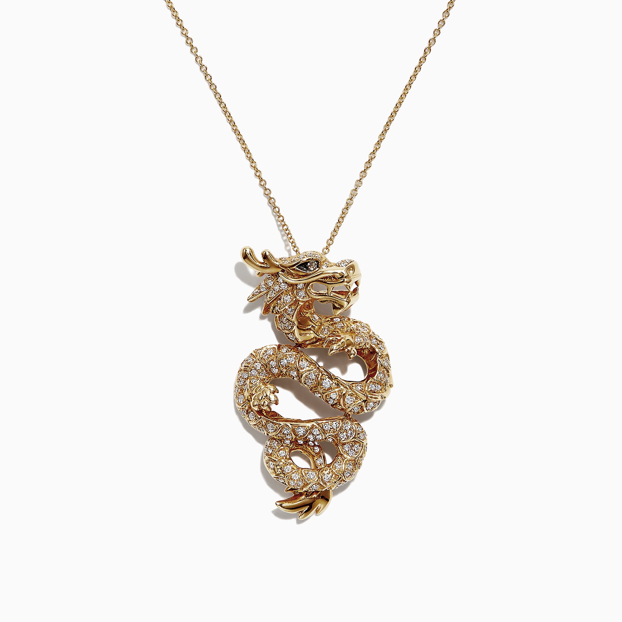 The Safari 14K Yellow Gold Diamond Dragon Pendant, 0.59 TCW, features a detailed dragon design encrusted with diamonds for a bold statement look.